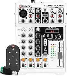 Mesa De Som Taramps T0302 Player Som Automotivo Bluetooth Equalizador 4 bandas Mp3 Usb FM Branca 12v Controle Remoto Comercial 3 entrada 2 saída XLR P10 RCA mixer caixa bob rack movel microfone violao