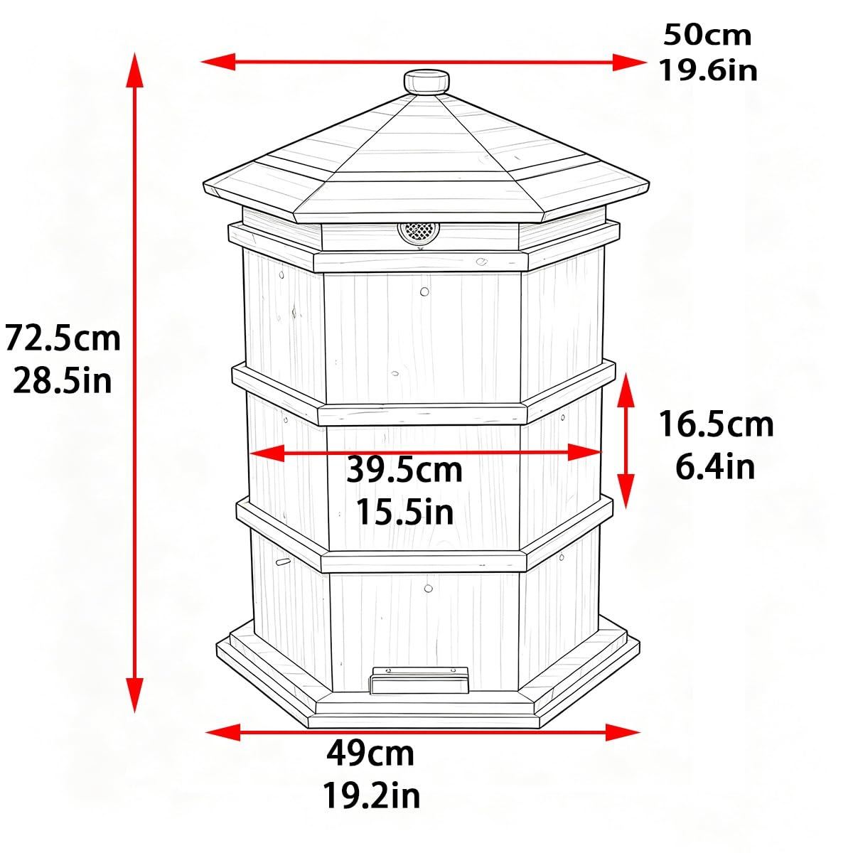Cassetta per arnia in legno a strati stile pagoda, legno per apicoltura | Legno di abete rivestito di cera, facile raccolta del miele, apicoltura da giardino