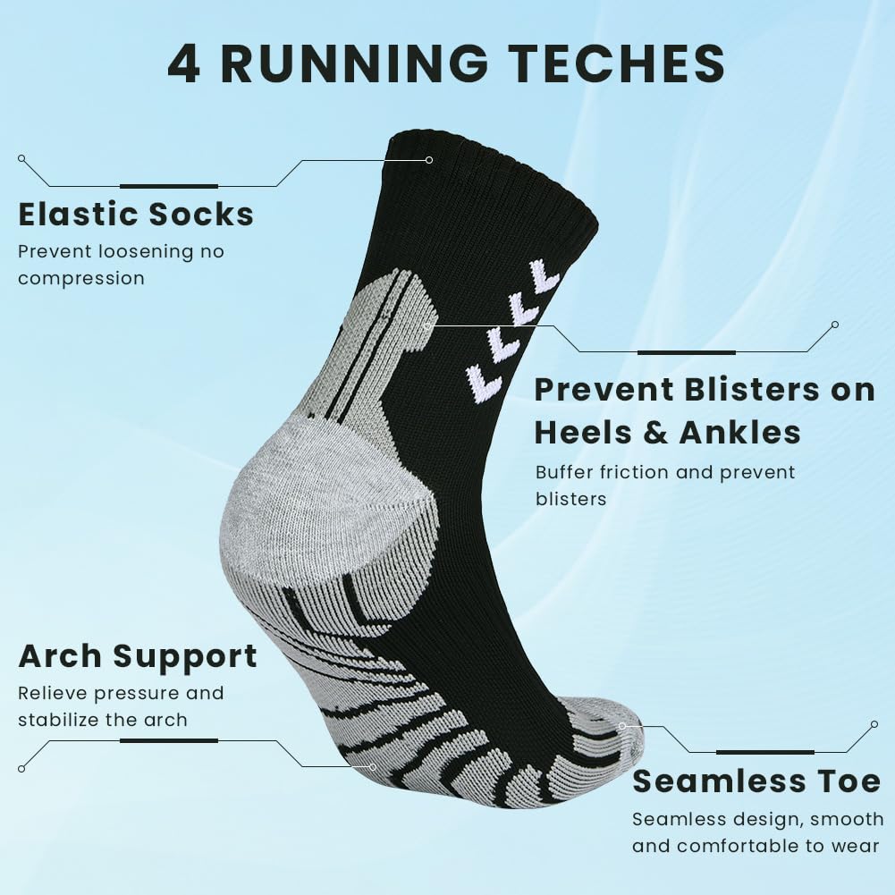 OFFCUP Calcetines de Running, 3 Pares Calcetines Compresion Hombre y Mujeres, Antideslizantes Calcetine Antiampollas para Entrenamiento Senderismo Aire Libr, Evacuación de la Humedad, Tamaño 39-47