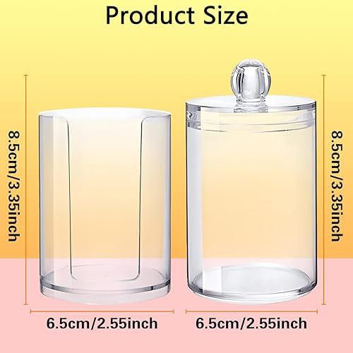 Miniatura 2 de Qtip - Dispensador de almohadillas de algodón para hisopos de algodón, bolas de algodón, hilo dental, 2 en 1, acrílico transparente, almohadillas de