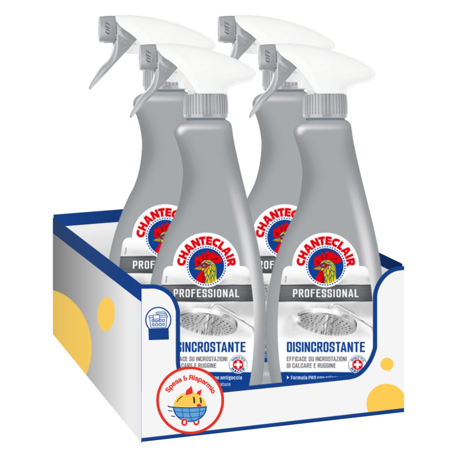Disincrostante Forte Professionale Spray 700ml – Azione Anticalcare Potente – Superfici Brillanti (4 pezzi)