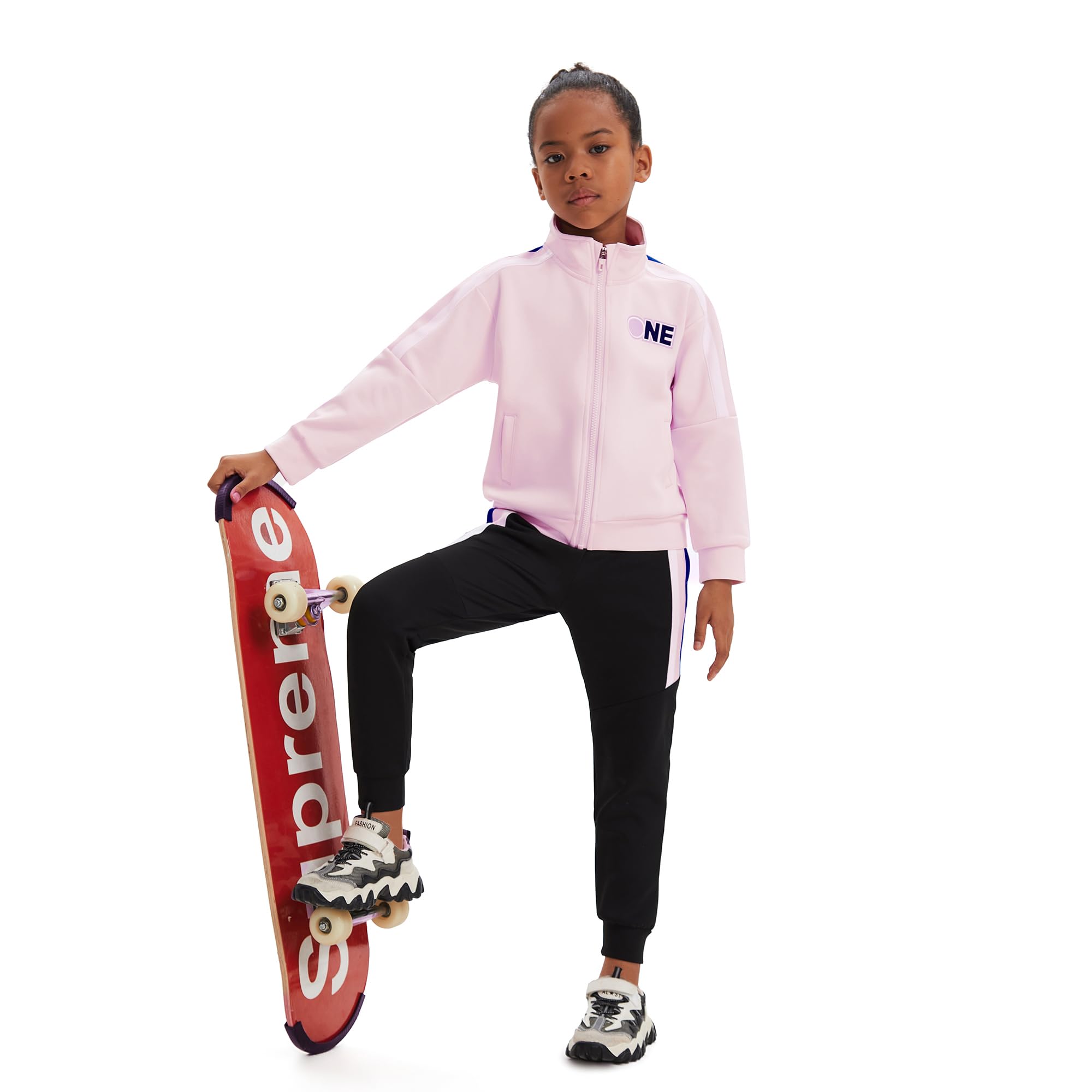 Filles Enfants Survêtement 2 Pièces Jogging Ensemble Veste Haut Sport Jogging Pantalon Tenue pour 4-15 Ans
