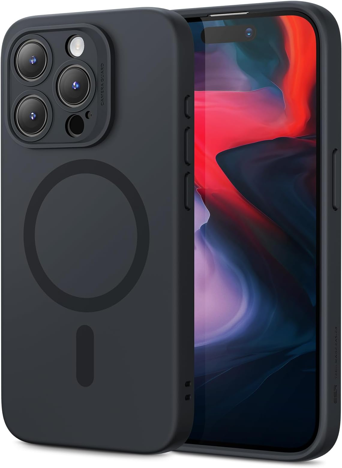 ESR for iPhone 15 Pro Max Case with MagSafe, Supports Magnetic Charging, Slim Liquid Silicone Case, Shock Absorbing, Screen and Camera Protection, Cloud Series, Dark Blue