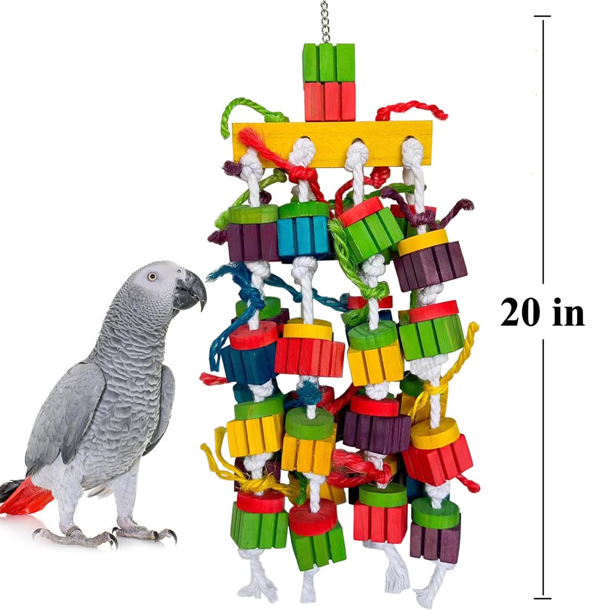 Grand oiseau perroquet jouets à mâcher pour aras, gris africain, perroquets amazones, cokatoos (50,8 cm)