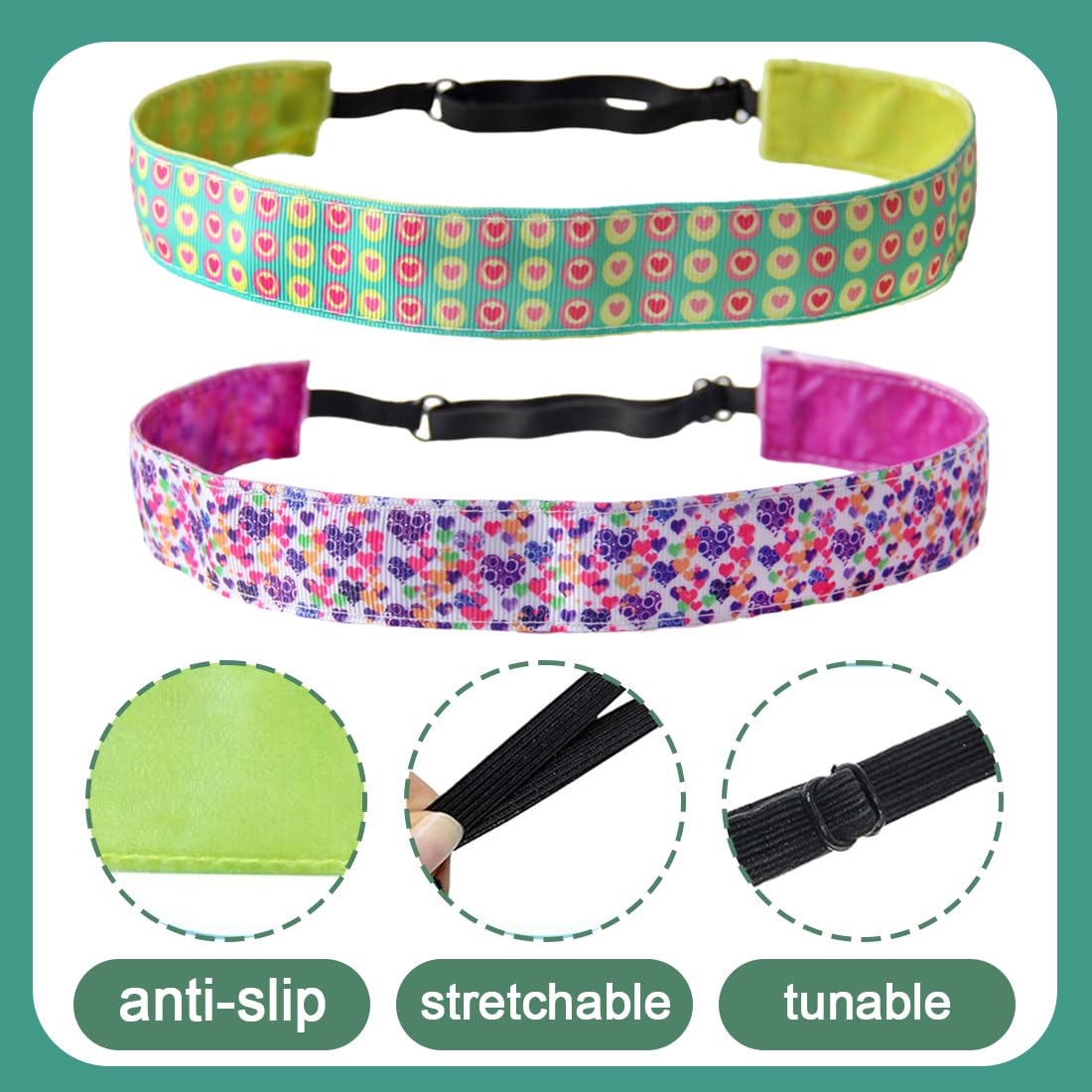 2 Pezzi Fascia per Capelli per Ragazza, Elastiche Tie Dye Fasce Capelli, Non-Scivolo Colorate Sport Fasce Capelli, Carino Turbante, Elastiche Tie Dye Fasce Capelli, Fasce Antiscivolo Ragazze
