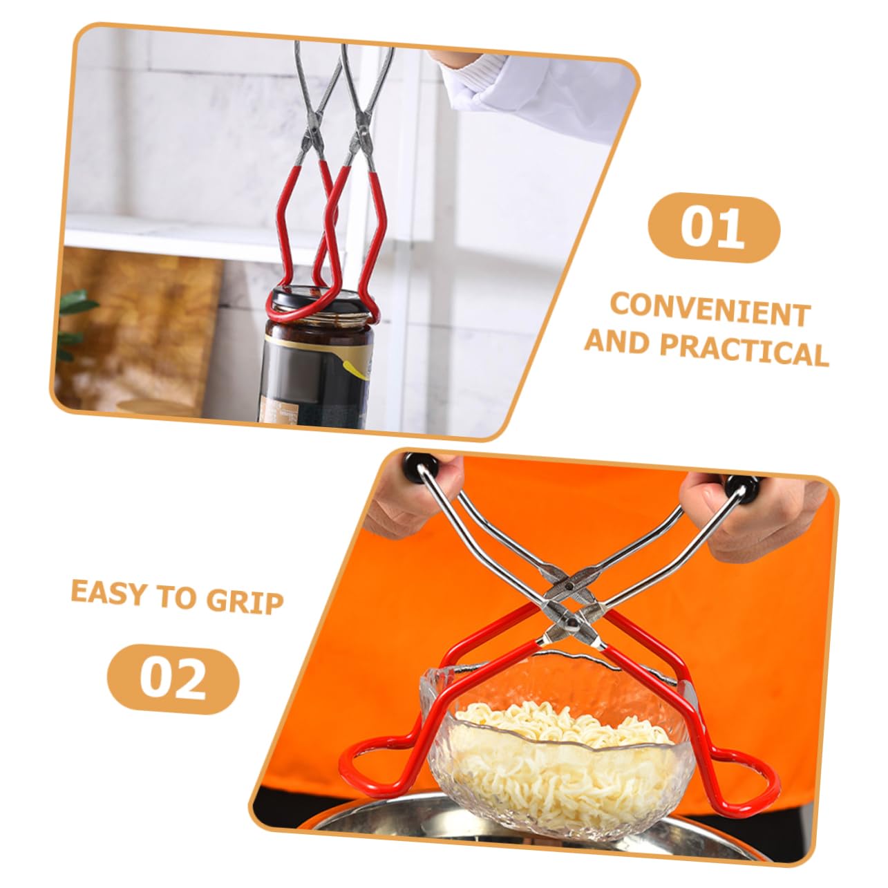IMIKEYA 3 Ensembles Pince Cuisine Accessoires Accessoire Cuisine Pinces Cuisine Pince De Levage De Pot De Conserve Élévateur Anti-brûlure pour Bols Chauds Rouge 2 Pièces * 3