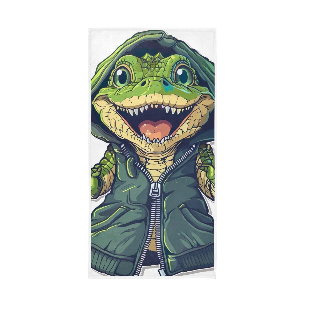 LSRCPD Cute Cartoon Crocodile Hand Towel, 15 x 30 Inches, Soft Highly Absorbent Towels for Bathroom Gym Shower