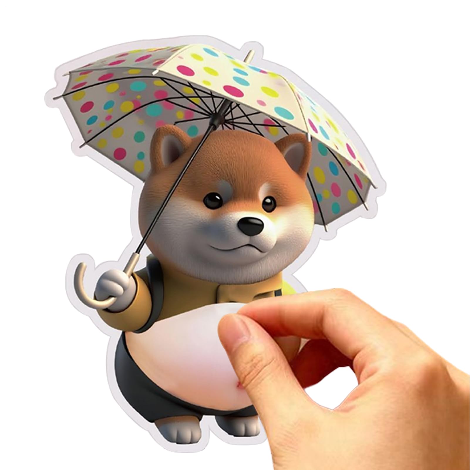 Pufy - Adesivi a forma di cane in stile cartone animato, per feste con design a ventre schiacciabile, set di adesivi rialzati in PVC, giocosi con funzione tattile di stampa, per cover del telefono