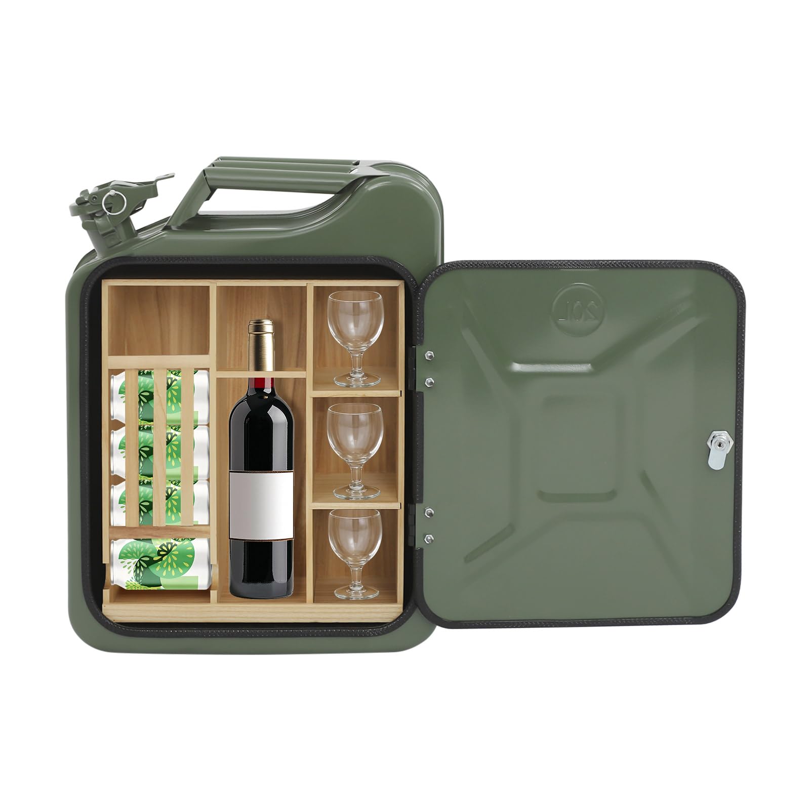 Mini Bar, 35x15.5x47cm Kanister Bar Fahrende Bierkiste mit Holzteilern und Sicherheitsschloss für Partys,den Außenbereich Und zum Verschenken
