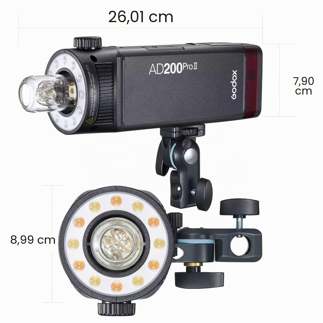 Godox AD200Pro II AD200 Pro II Appareil Photo Flash Flash 200Ws Lampe vidéo LED, TTL 2.4G, HSS 1/8000s, 500 flashs Pleine Puissance, pour la Plupart des appareils Photo (AD200 AD200Pro mis à Niveau)