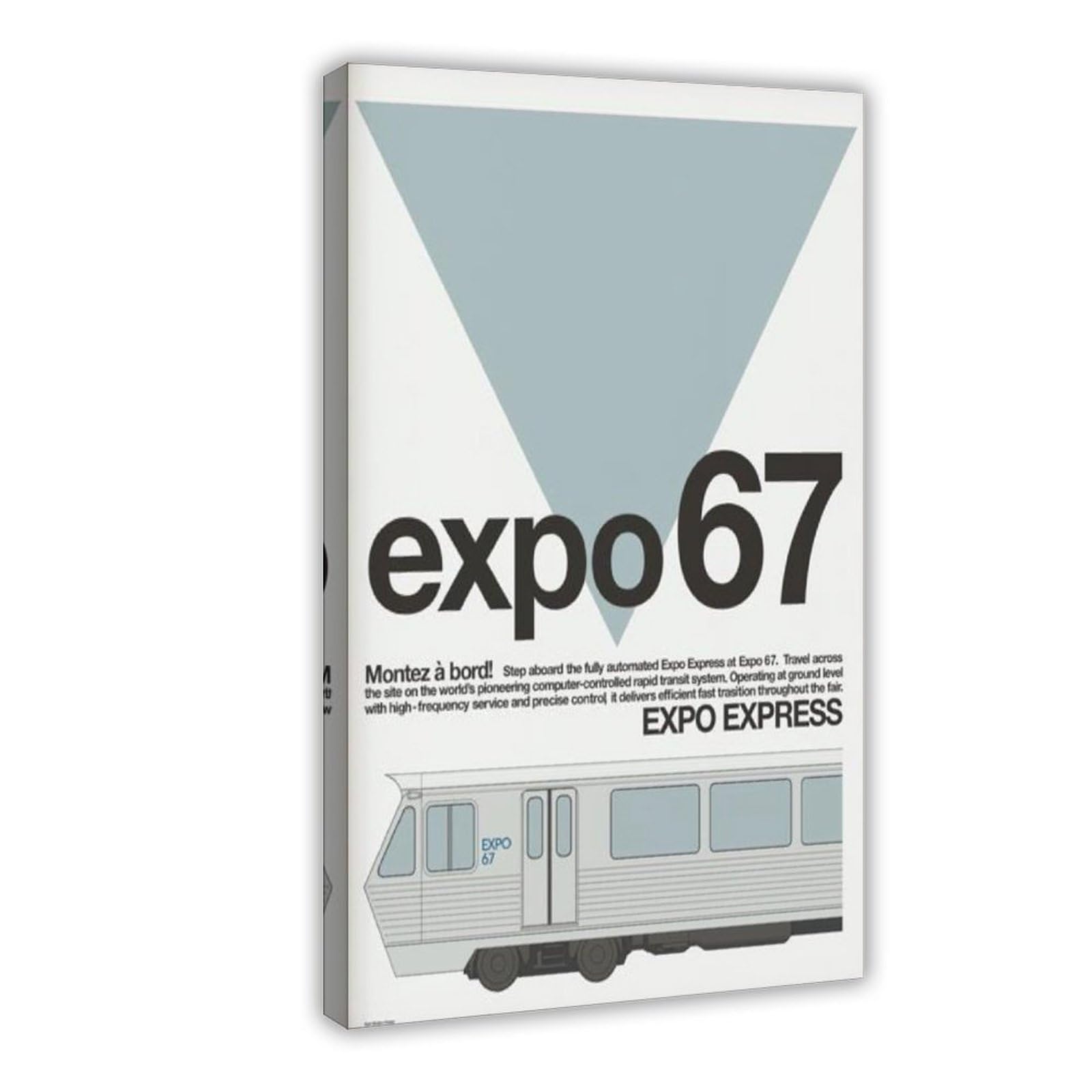 GJtyRFH Expo 67 Express Train Montreal Canada Mid Century Modern Typography Minirail Canvas Modern Poster Wall Art Prints Paintings Living Room Bedroom Decor 16" L X 24" W