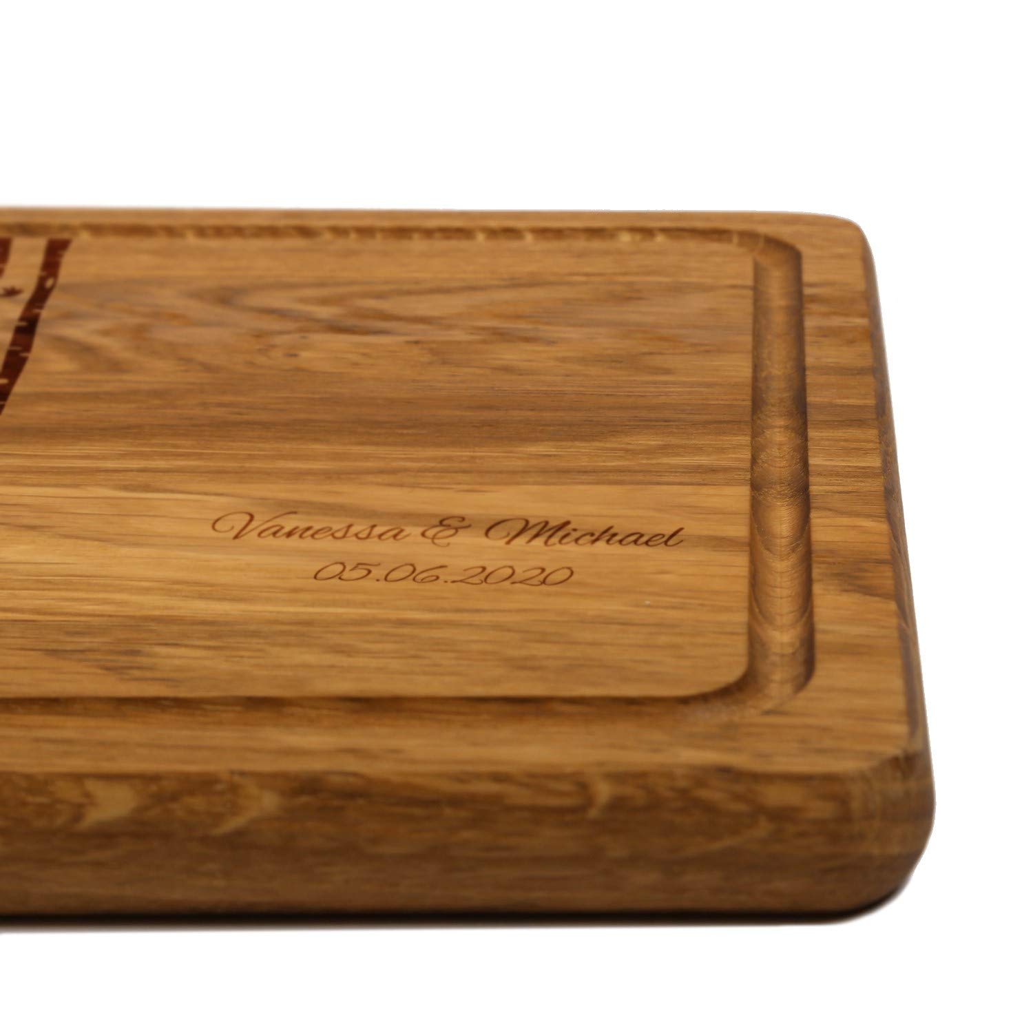 FORYOU24 Holz Schneidebrett dunkel mit Gravur Motiv 03 - personalisiert mit Wunsch-Namen Küchenbrett graviert als Geschenkidee zur Hochzeit
