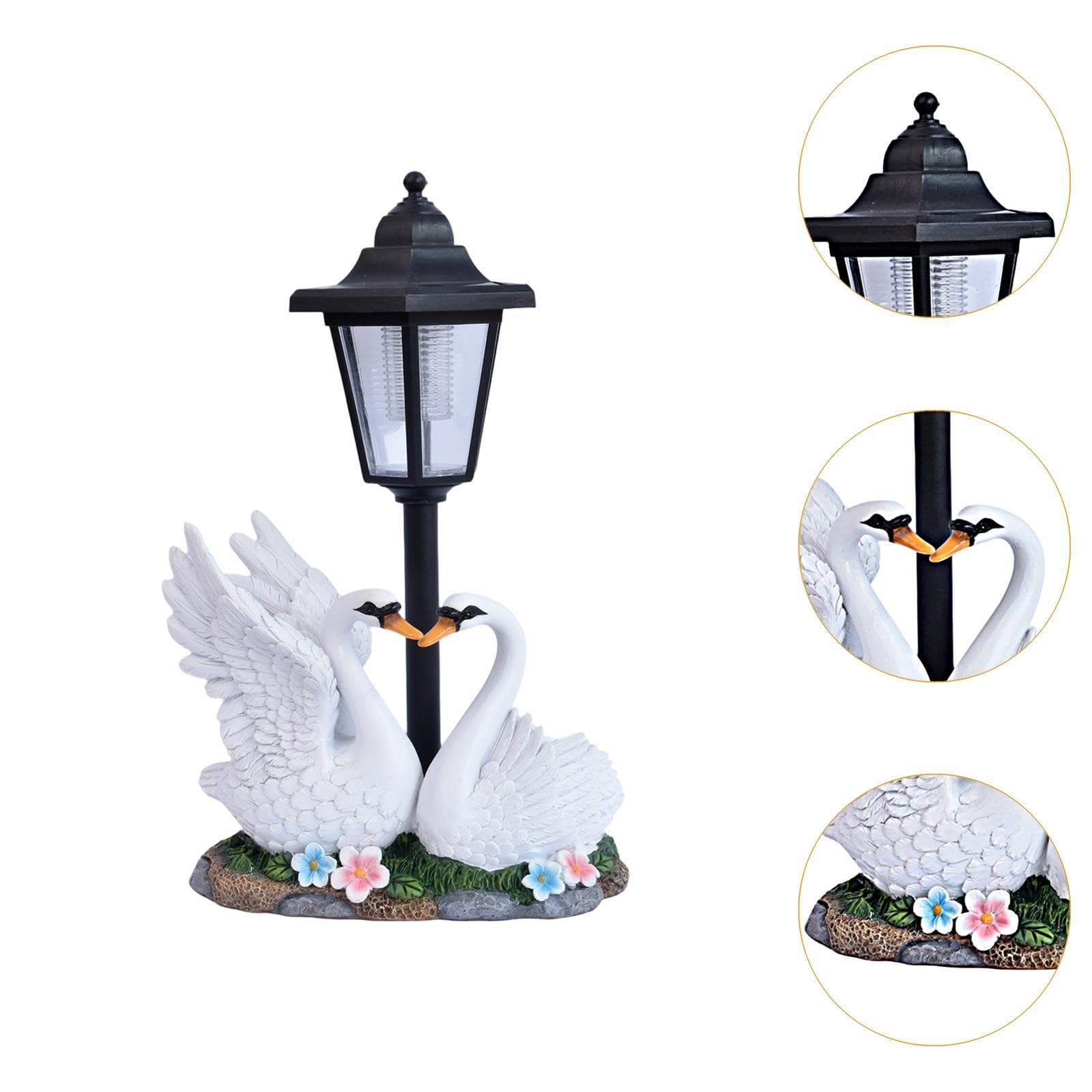 Estatua de Cisne para jardín con luz Solar para Exteriores, decoración Elegante, Regalo, lámpara de Paisaje, Adorno para Patio Exterior