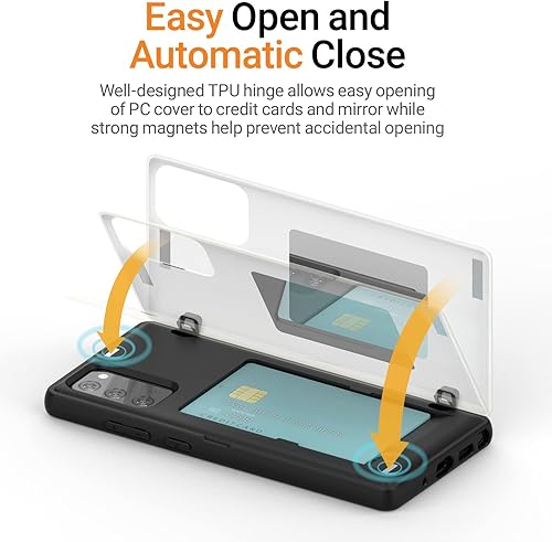 Miniatura 3 de JUST4YOU Funda tipo cartera para Galaxy Note 20 con tarjetero con cierre magnético automático, cubierta de parachoques de espejo oculto (verde)