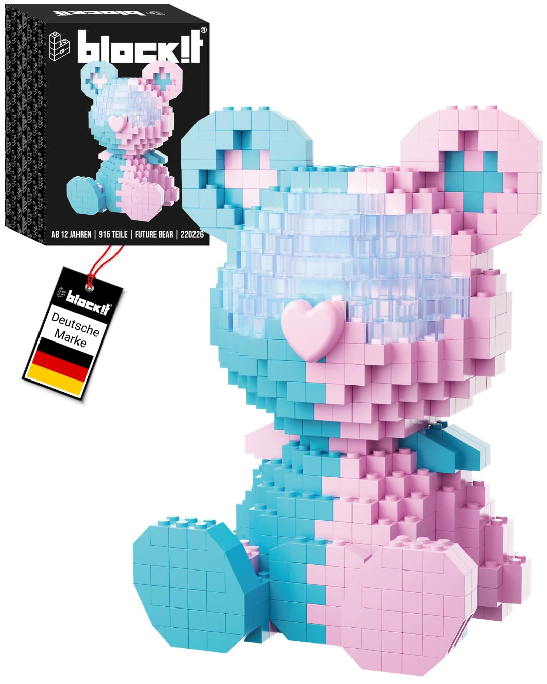 block!t Future Bear - Juego de bloques de sujeción 3D con LED dual, símbolo de esperanza y nuevos caminos, regalo significativo para adultos y niños