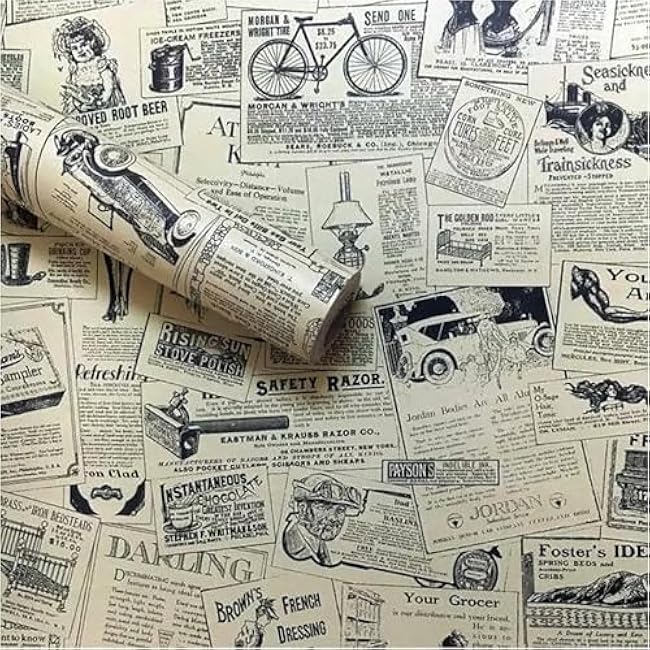 Lependor Removable Self Adhesive Printed Stick Wall Paper Peel and Stick Decorative Shelf Drawer Liner Roll- 17.71 X 393 (17.71 X 32.8 ft, Newspaper)