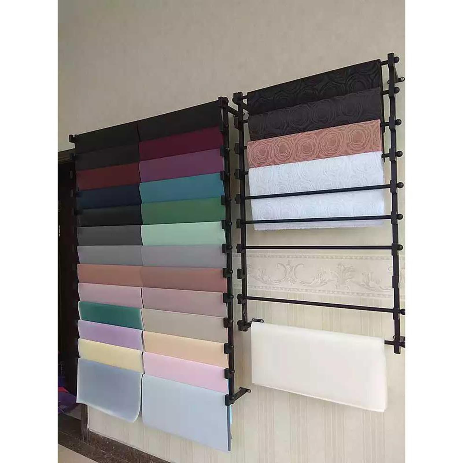 Expositor de Bufandas para Pared, Organizador de Cintas de Papel de Regalo para floristería, Organizador de Bufandas Colgante de Metal, Soporte de almacenamient,Black-80x160cm 13 Layers