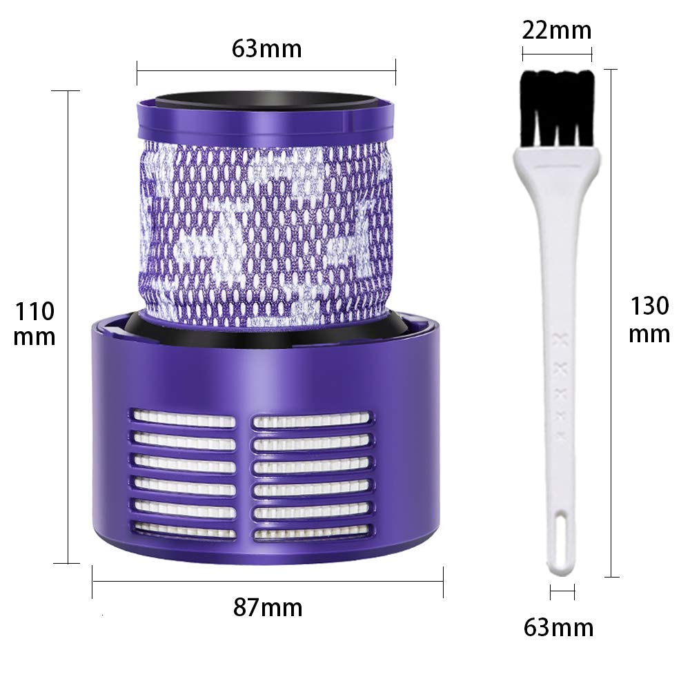 Queta zmywalny filtr zamienny do odkurzacza Dyson V10 SV12, filtr zamienny do Dyson V10 SV12 ze szczotką do czyszczenia