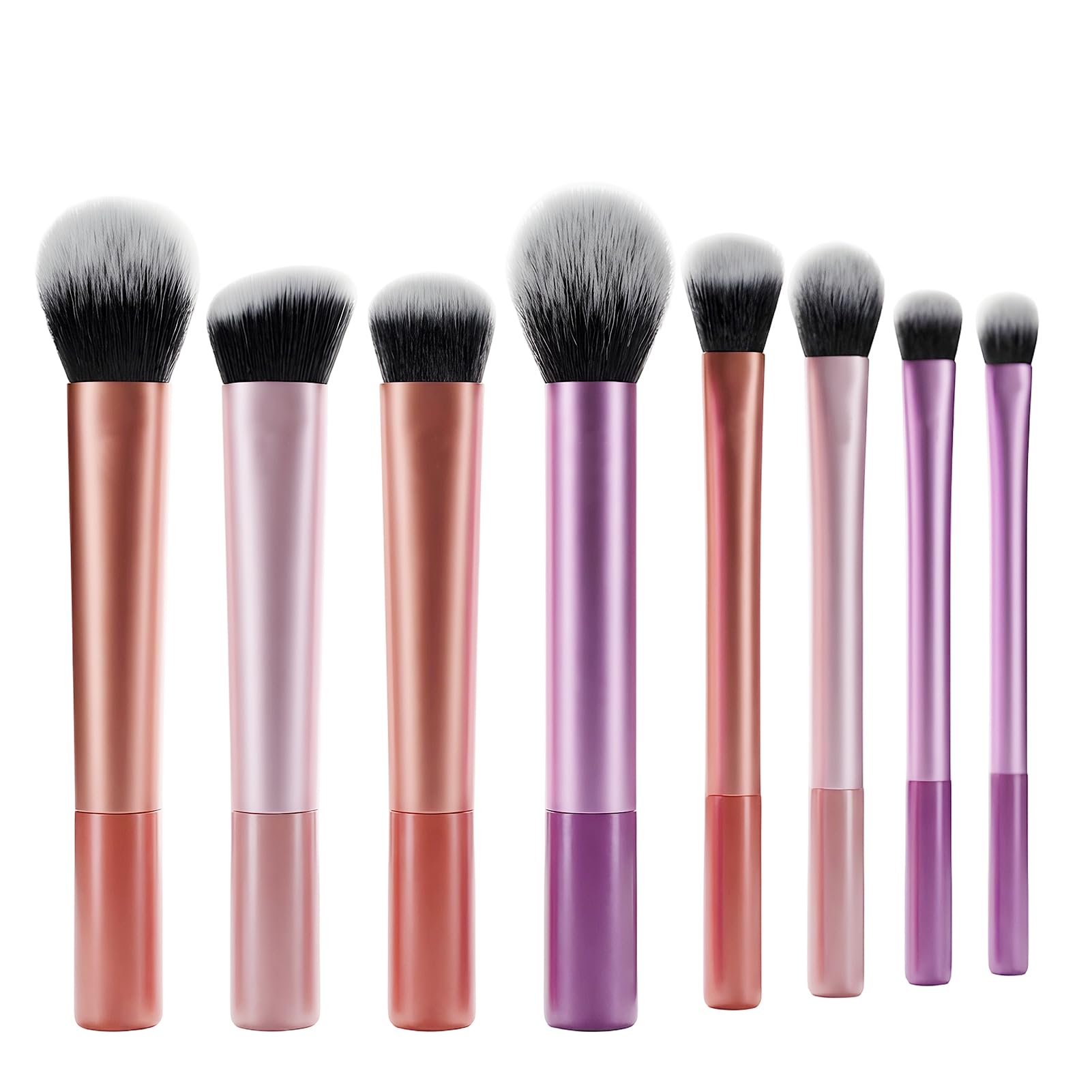 8Pcs Pink Makeup Brush, Soft Synthetic Hair Face & Eye Brushes, Cosmetic Tool Kit for Foundation, Blush & Eyeshadow for Makeup Beginner or Professional