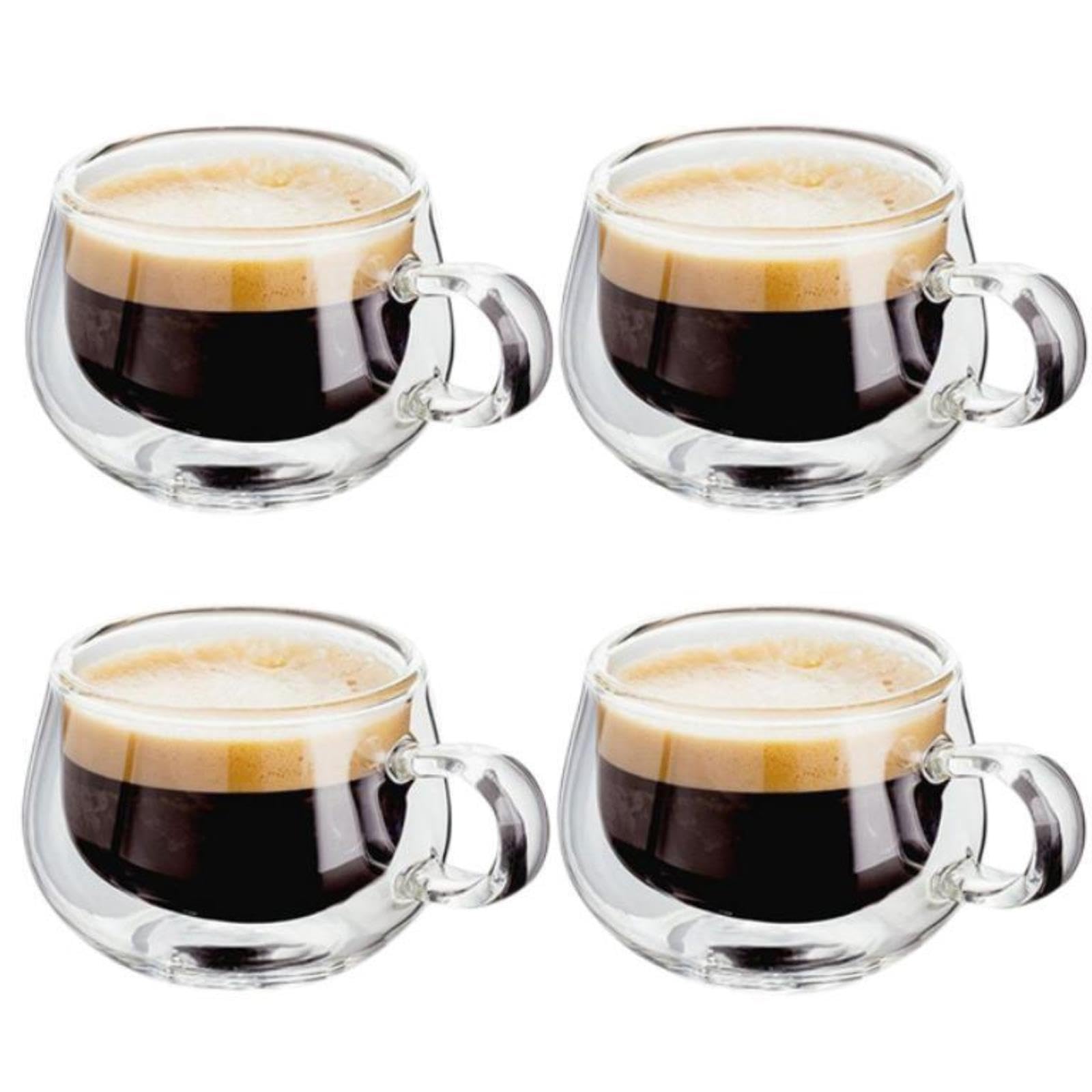 BORATO Occhiali 4 Pc Cupi Di Caffè In Vetro Trasparente Milk Whisky Tea Birre Da Tè Double Creative Cocktail Resistente Cocktail Vodka Vino Aggi-150Ml X 4Pcs,A