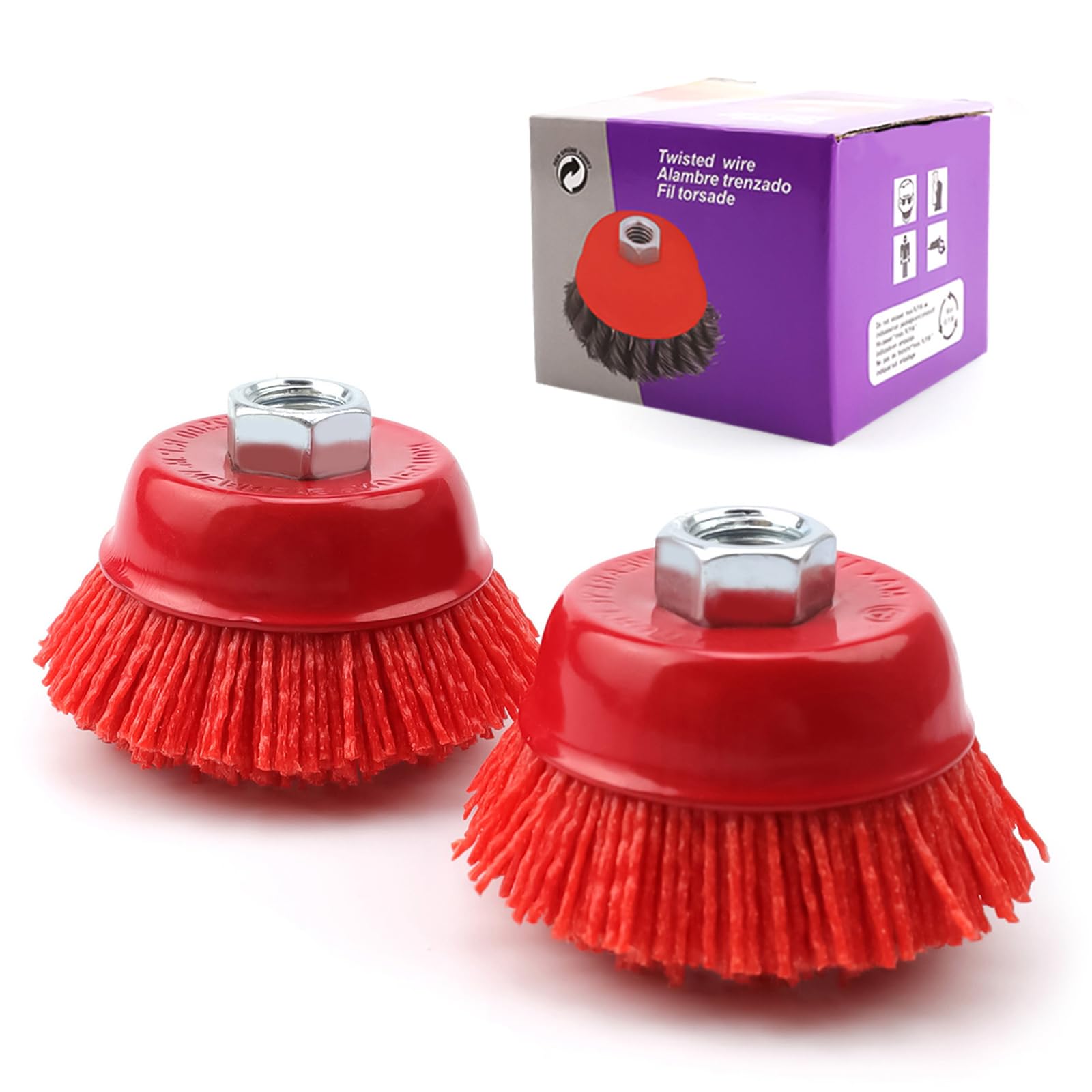 M14 Nylon Abrasivo Cepillo, 2 Piezas Nailon Con Filamento Abrasivo, 63,5 mm Cepillo Alambre de Nylon, Taladro de Cepilloes de Copa, para Eliminar óxido, Rebabas y Suciedad