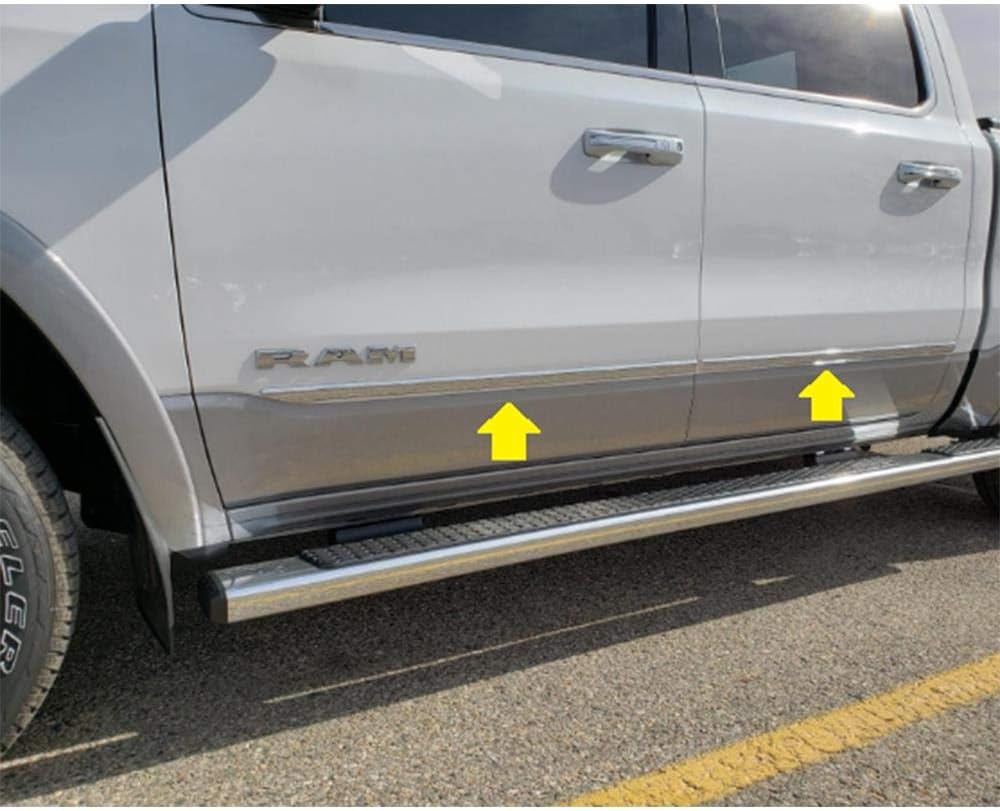 Quality Accessories Chrome 1/18" Wide Plastic Add-On Side Molding Set Compatible with 2019 Ram