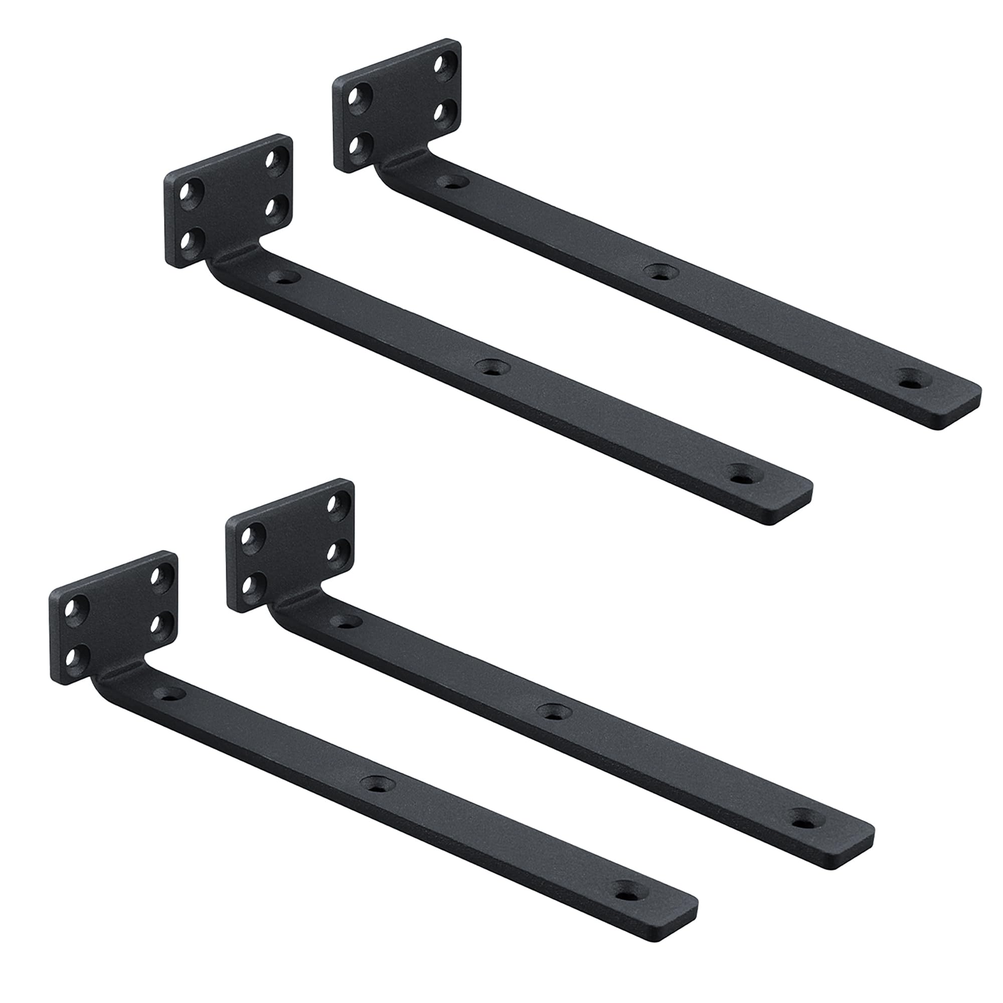 Mooche 4Pcs Floating Shelf Brackets, Black Shelf Brackets, Heavy-Duty Metal L-Shaped Shelf Bracket