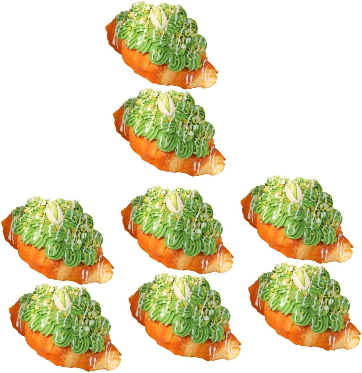 Kisangel 8pcs Realistic Faux Croissant Bread Model for Kitchen Photography Props Home Decor and Wedding Decorations Artificial Pu Bread for Display and Styling