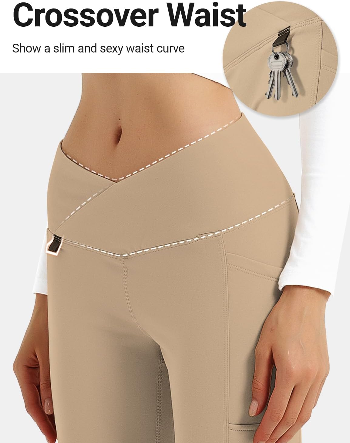 BVVU Women's Fleece Lined Pants Hiking Crossover Flare Winter Thermal Pants Water Resistant Outdoor Bootcut Warm Joggers - Image 4