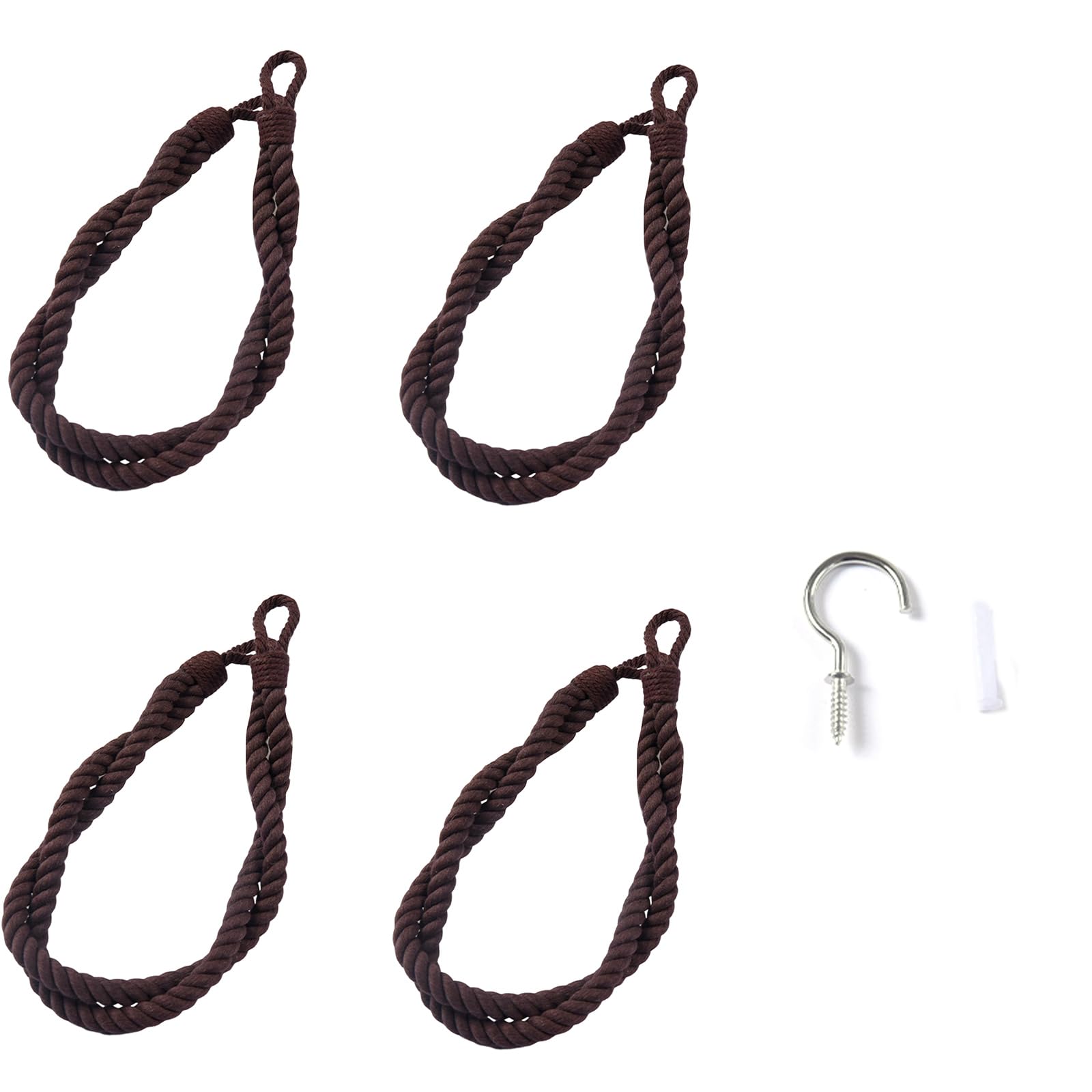 Tfaoys Dark Brown Curtain Rope Curtain Tiebacks Hand Woven Bohos Styles Decorative Drape Holdbacks For Drapery Accessories Cotton Rope Holdbacks