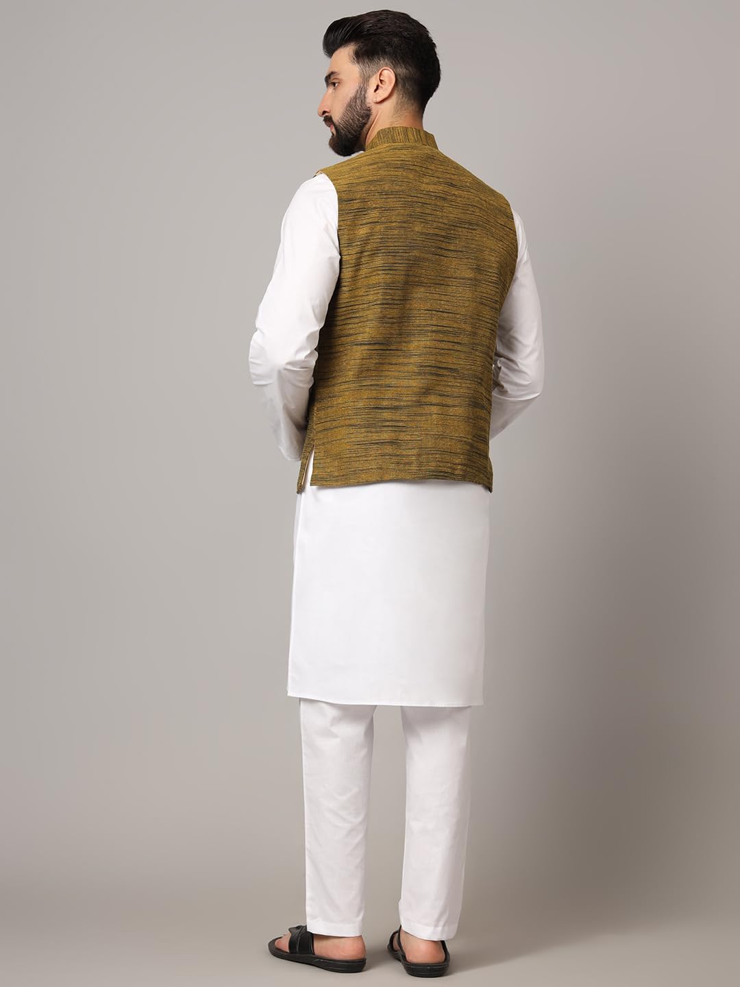 LATEST CHIKAN Men's Nehru Jacket/Waistcoat Sophisticated Ethnic Wear - SADRI-DK-MGR-46 - Image 5 thumbnail