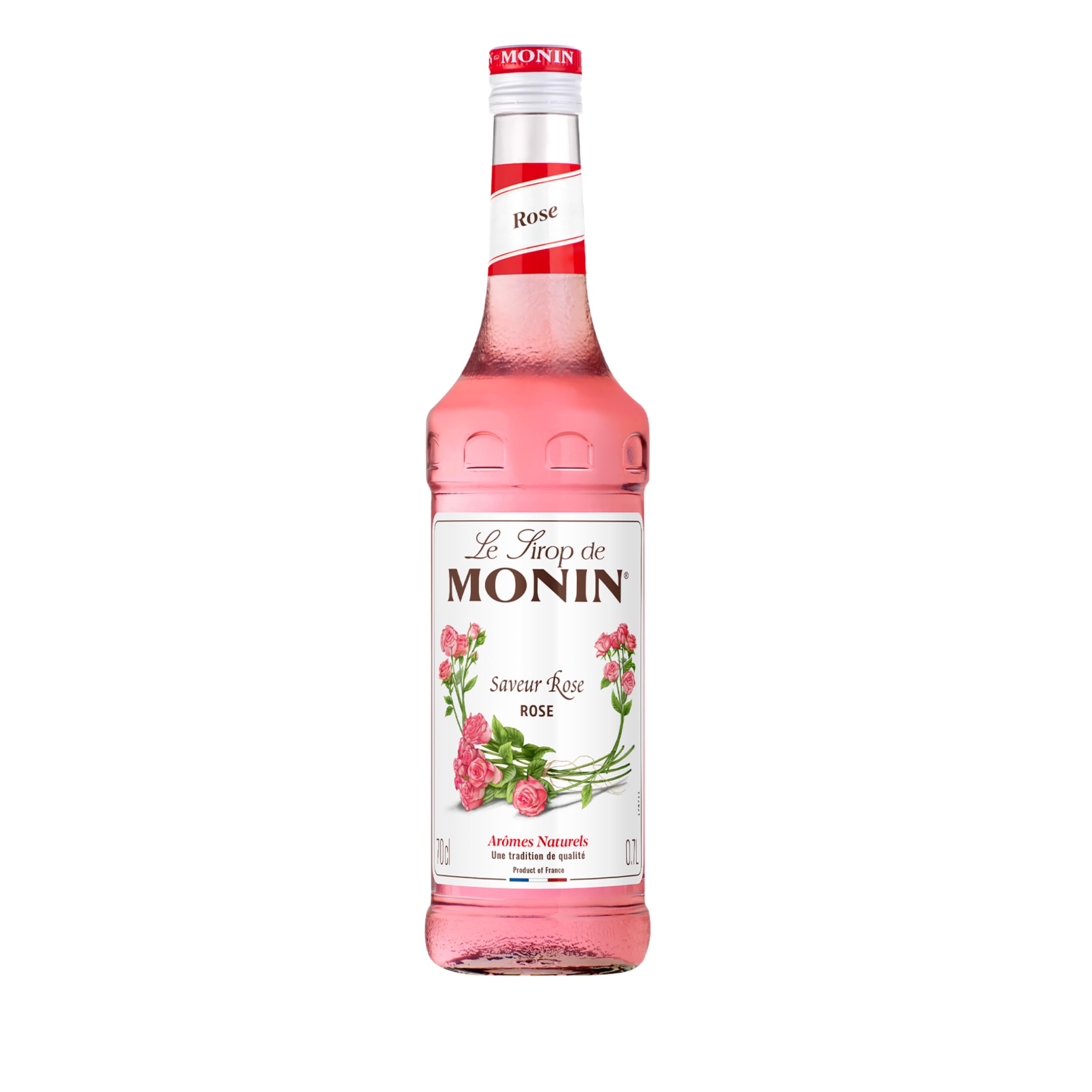 MONIN - Assortiment Sirop Saveur Rose & Sirop Saveur Hibiscus - Pour Prosecco, Cocktail, Thé Glacé, Limonade - Arômes Naturels - Bouteille en Verre - 2 x 70 cl