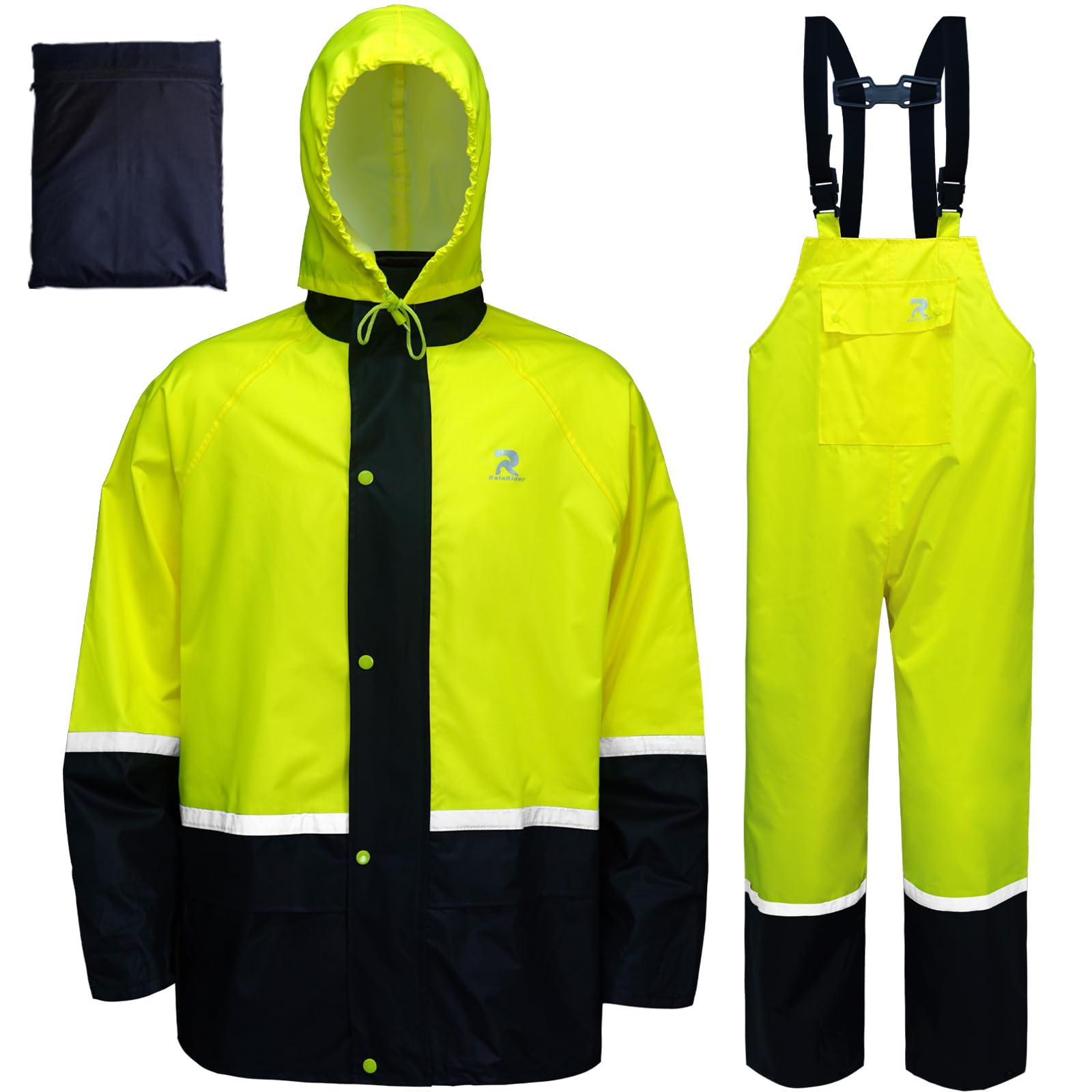 RainRider Waterproof Breathable Suits for Men - Durable Oxford Rain Jacket Coat With Pants