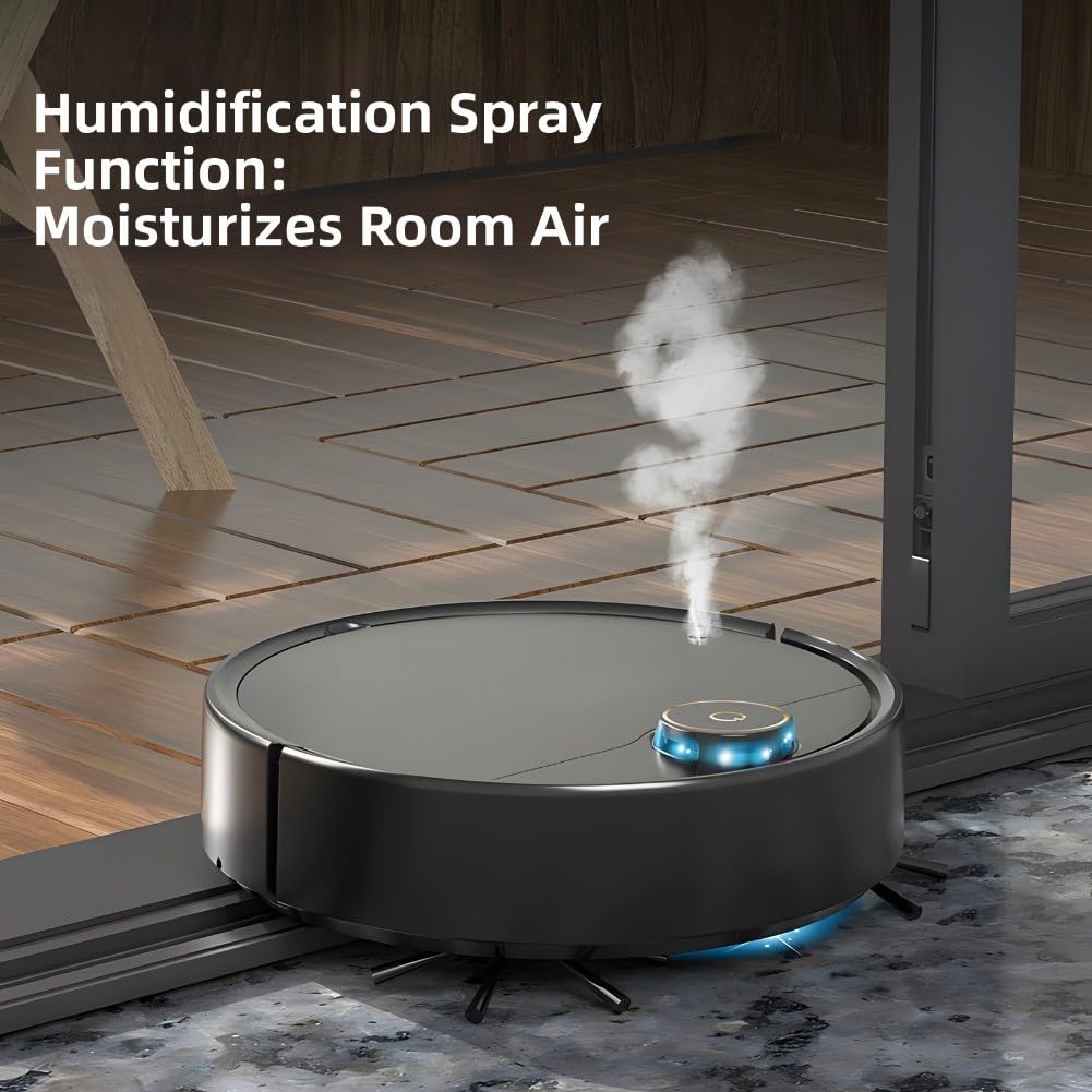 Smart Robot Aspirapolvere con Mop e Umidificatore 5 in 1 Aspirazione Spazzante Navigazione Silenziosa per Pavimenti duri Tappeti 28x28x9.3cm (IS30A (bianco) spray)