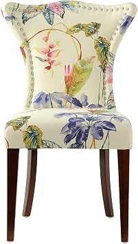 Jennifer Taylor Home Presley Upholstered Accent Chair, Off-White/Floral Printed On Woven