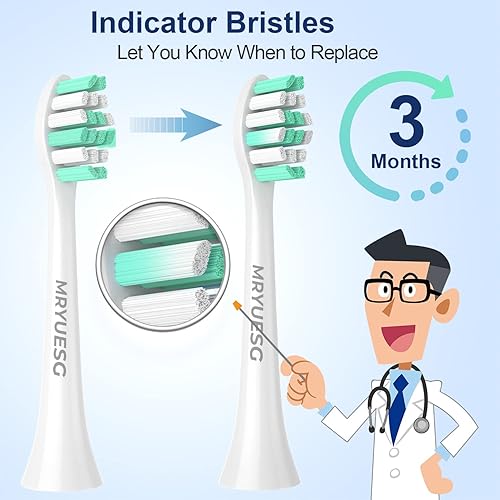 Miniatura 17 de MRYUESG Cabezales de repuesto compatibles con Philips Sonicare, paquete de 10, 5 blancos + 5 negros, cabezal de cepillo de dientes eléctrico MRYUESG