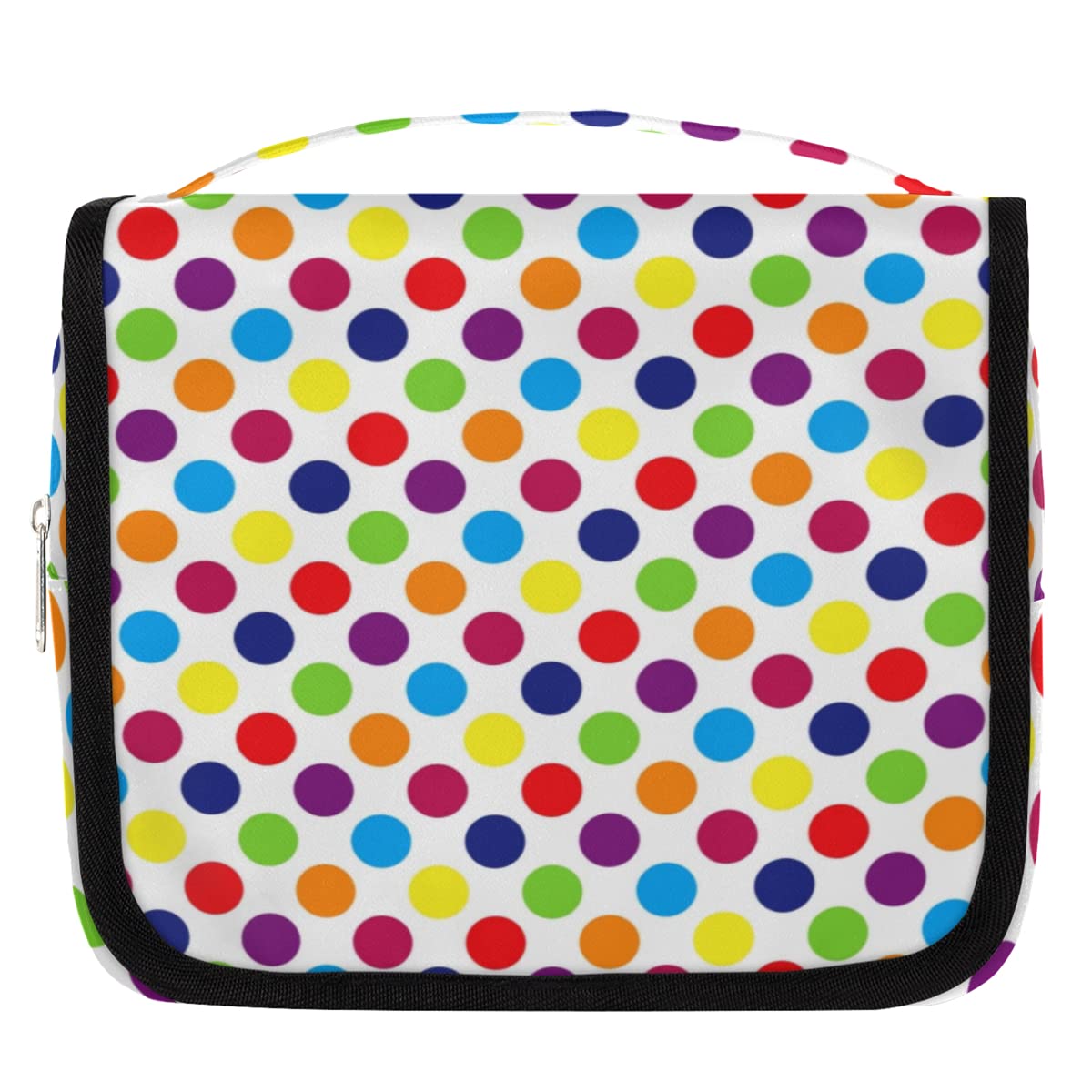 Kolorowa kosmetyczka podróżna w kropki wzór w kropki torba do mycia torebka unisex wiszące przybory toaletowe organizer na kosmetyki, wielobarwny, Jeden rozmiar
