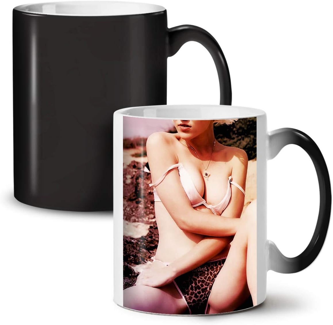 WellcodaGirl Beautiful Woman Color Changing Mug, Cup - Large, Easy-Grip Handle, Heat Activated, Ideal for Coffee & Tea Drinkers, Made