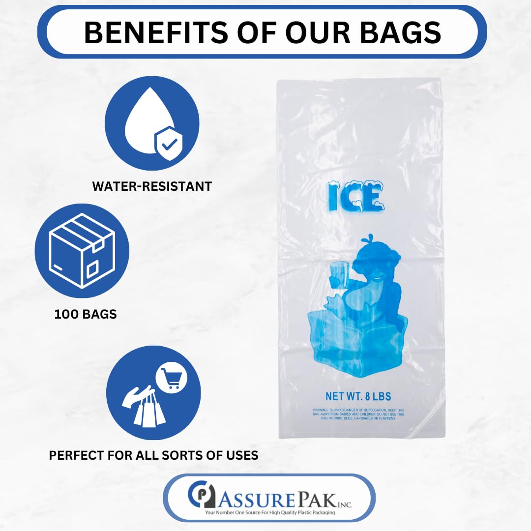 Transparente Kunststoff-Eisbeutel, 22,7 kg, 250 Beutel pro Packung, 45,7 x 91,4 cm, 3 mm dick, praktische Großpackung für Eisaufbewahrung und mehr