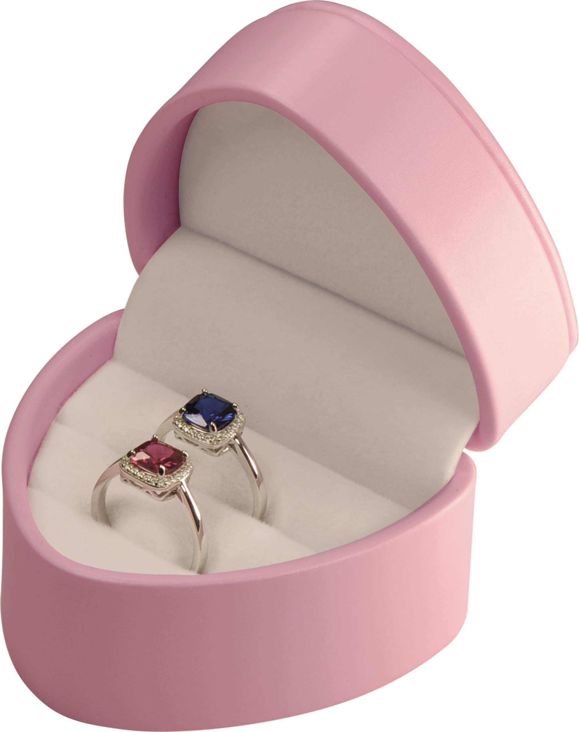 LAODA Heart Shaped Double Couple Ring Box for Wedding Engagement - Premium PU Leather Two Slot Ring Jewelry