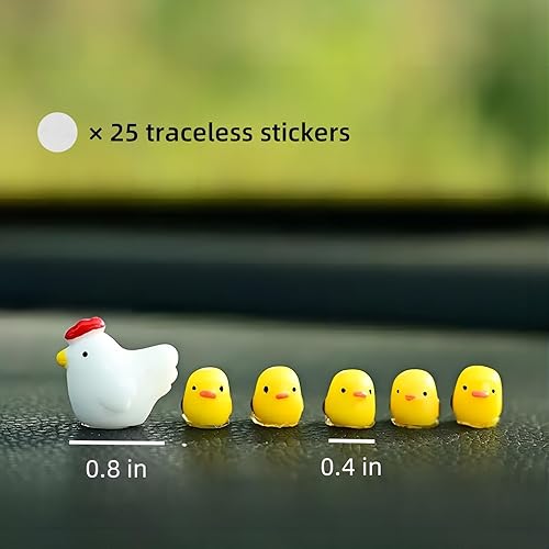 Miniatura 5 de NMOHYDEU Lindos mini pollos accesorios para tablero de instrumentos de automóvil, divertidos pollitos para espejo retrovisor del automóvil, adornos
