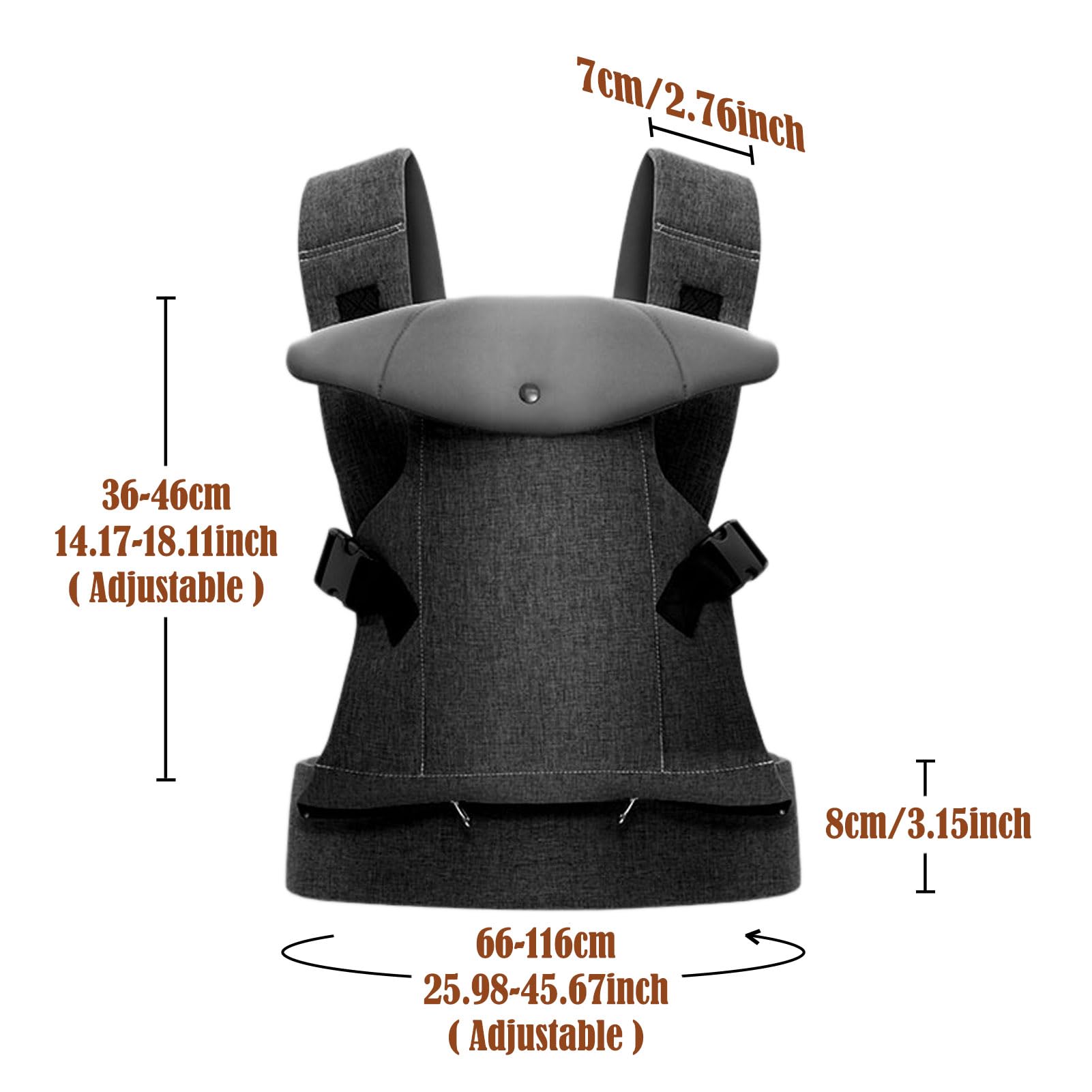 IULONEE Marsupio per Neonati Ergonomico Porta Bebè Portaneonati con Bavaglini Staccabili Baby Carrier Carry Porta bambini 3-36 Mese (3-15kg) (Nero)