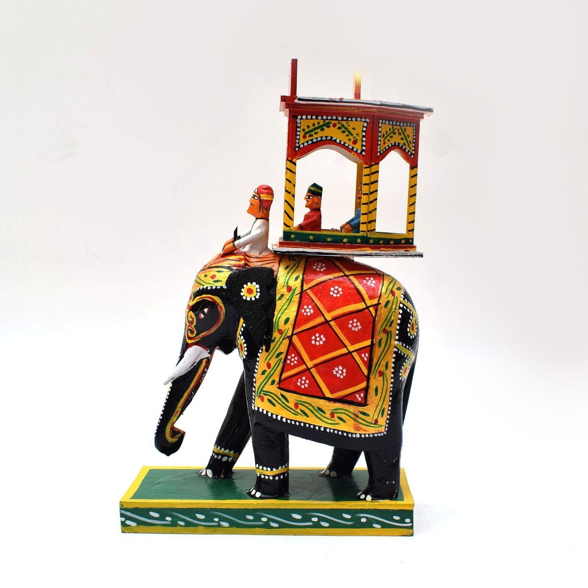 Tarang Arts Ambari Elephant Handcrafted Kondapalli Toy | Traditional Indian Folk Art Decor | Home Decor, Function, Festival, Gift, Wooden Toys, Kondapalli Bommalu, Collectible (13x9x4 Inches)