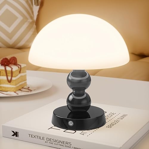 Moderna lámpara de hongo retro  Lámpara pequeña, lámpara pequeña regulable con 3 modos de luz (3000 K4500 K7000 K), lámpara de mesa recargable para