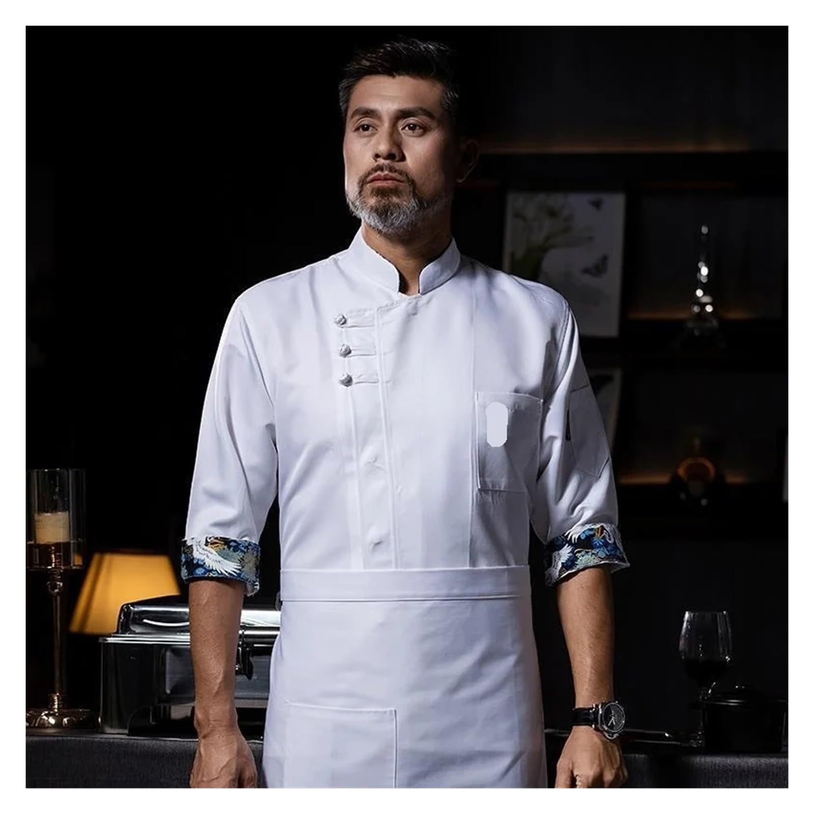 Giacca uniforme da uomo e da donna, manica 3/4, camice da cuoco, camicia da cameriere Per Il Personale Del Ristorante