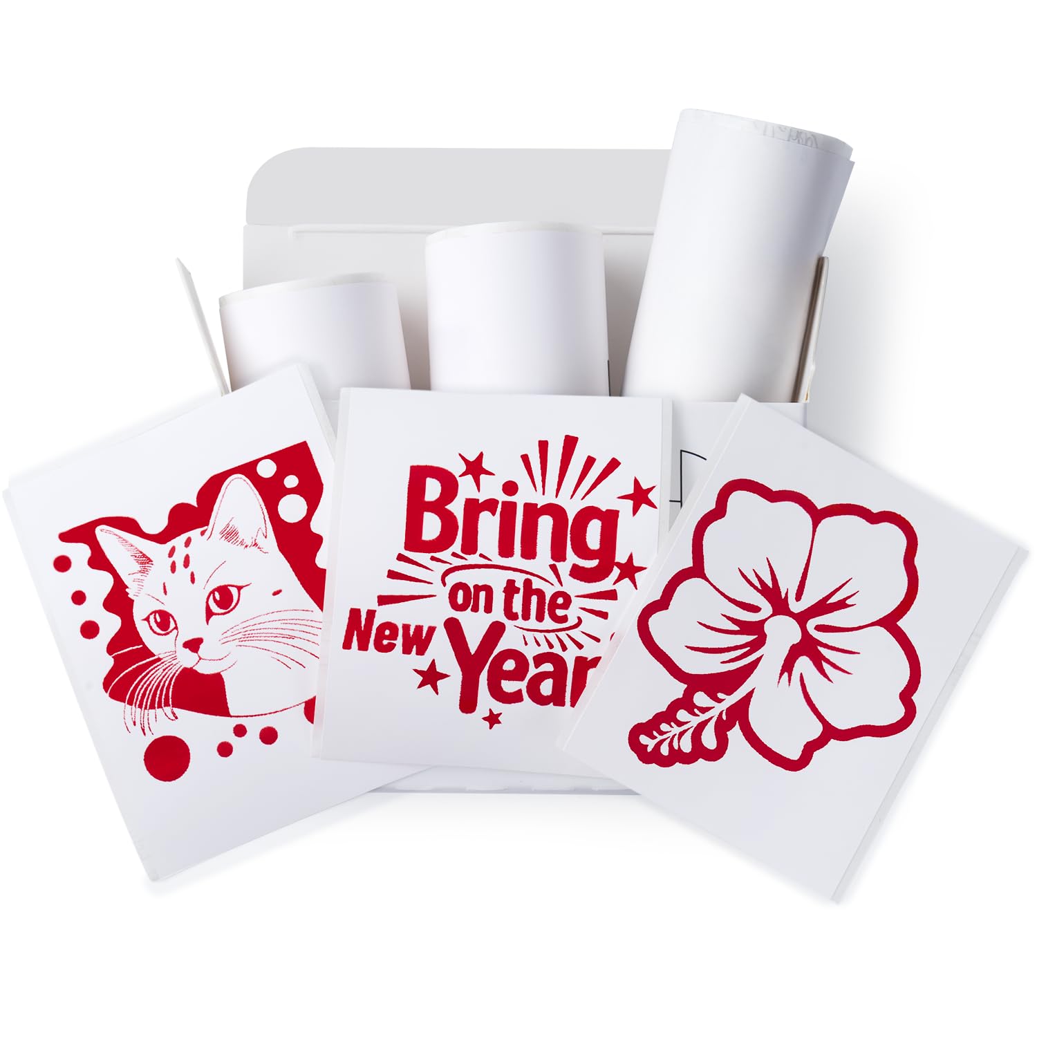 Memoking T02 / M02X / M02L Red on White Thermal Paper Roll, T02 Mini Printer Sticker Paper, T02 Sticker Paper, T02 Mini Printer Paper, T02 Printer Paper Color, 2-Year Sticky 50mm x 3.5m, 3 Rolls