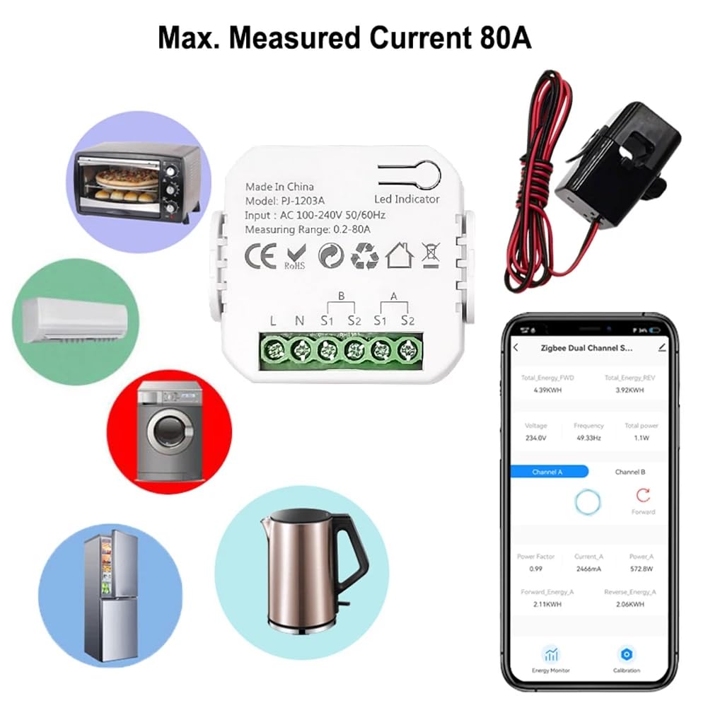Tuya ZigBee Interruttore Intelligente Energia Smart Tuya ZigBee Misuratore di Energia Monitor di Potenza APP Statistiche di Potenza In Tempo Reale Consultazione di Consumo 1CT
