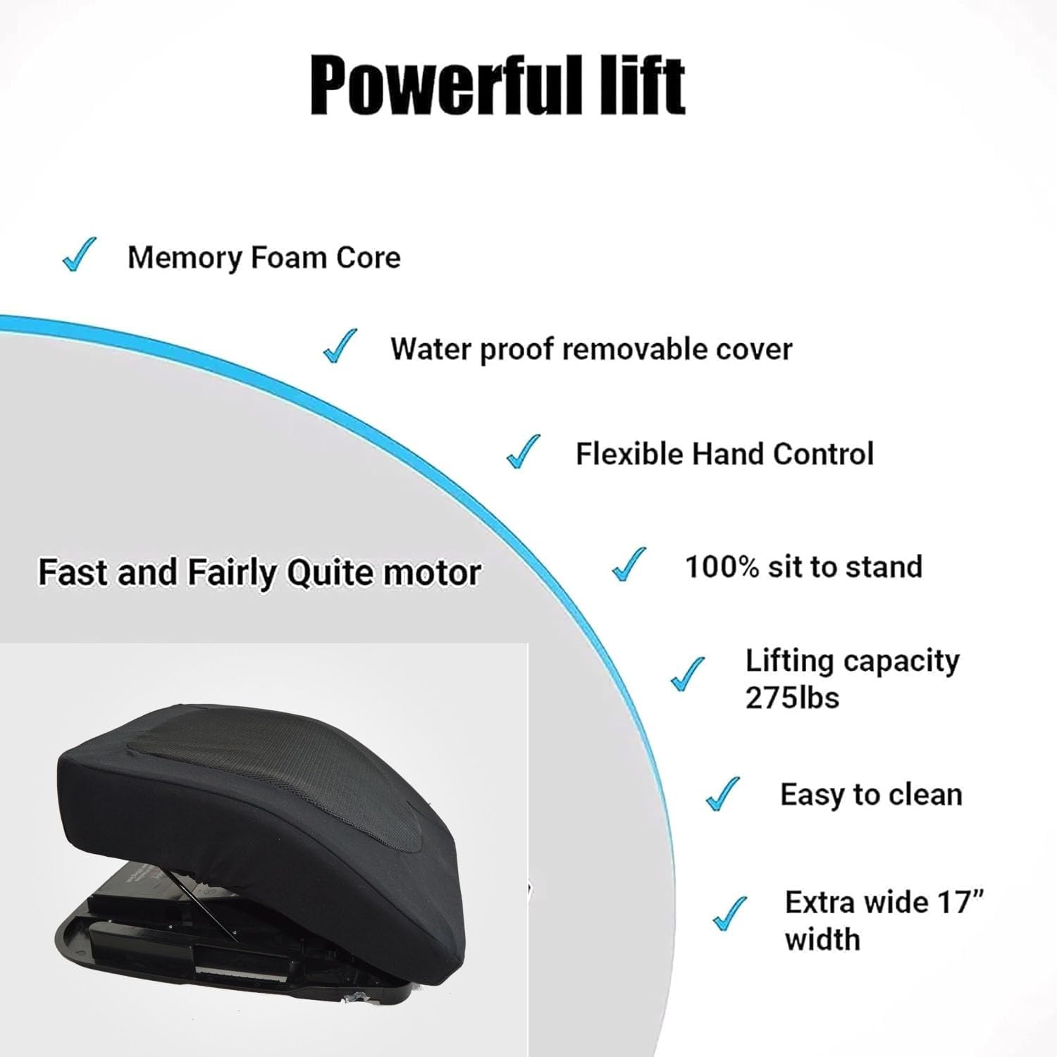Cuscino portatile Smart Rise Seat Assist – Sollevatore elettrico per sedia con potente motore per supporto in piedi, supporta fino a 136 kg, ideale per anziani e assistenza alla mobilità.
