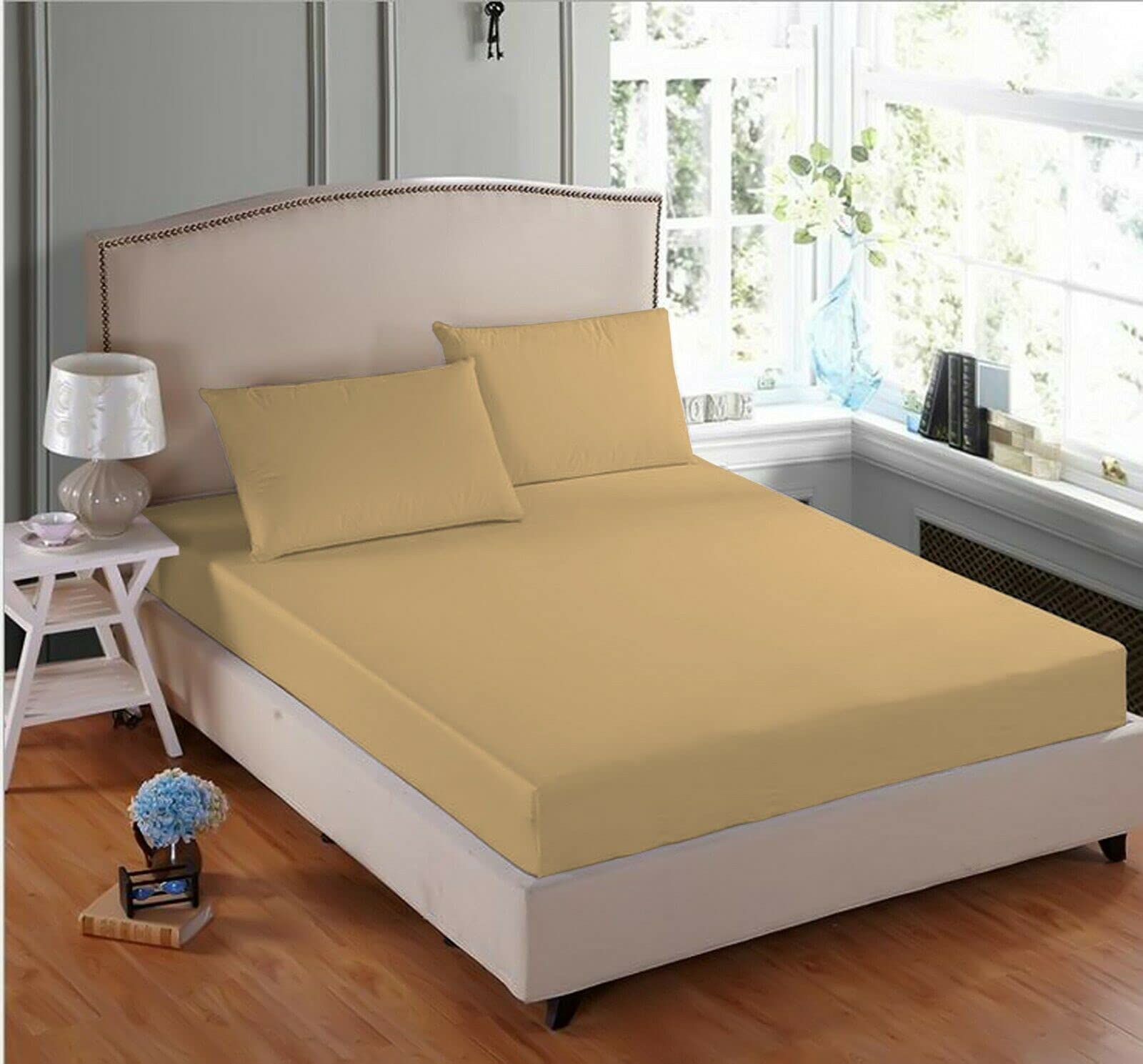 POSHLIVING Mink 2 Ft 6” Small Single Bunk Bed Fitted Sheets Plain Dyed 100% Poly Cotton Fabric Solid (76x190x25cm) (Mink)