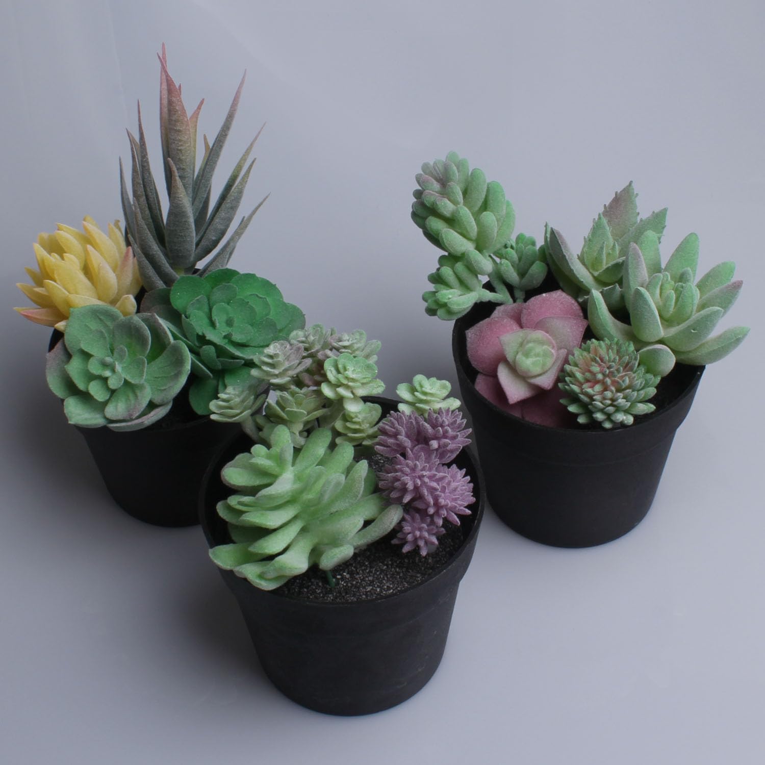 Artificial Succulent Plants with No Pot, 12 Pc Small Fake Plants Faux Succulents Unpotted for Lotus Landscape Decorative Garden Arrangement Decor DIY,Green Yellow Purple